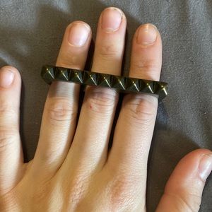 Three finger spiked gold ring